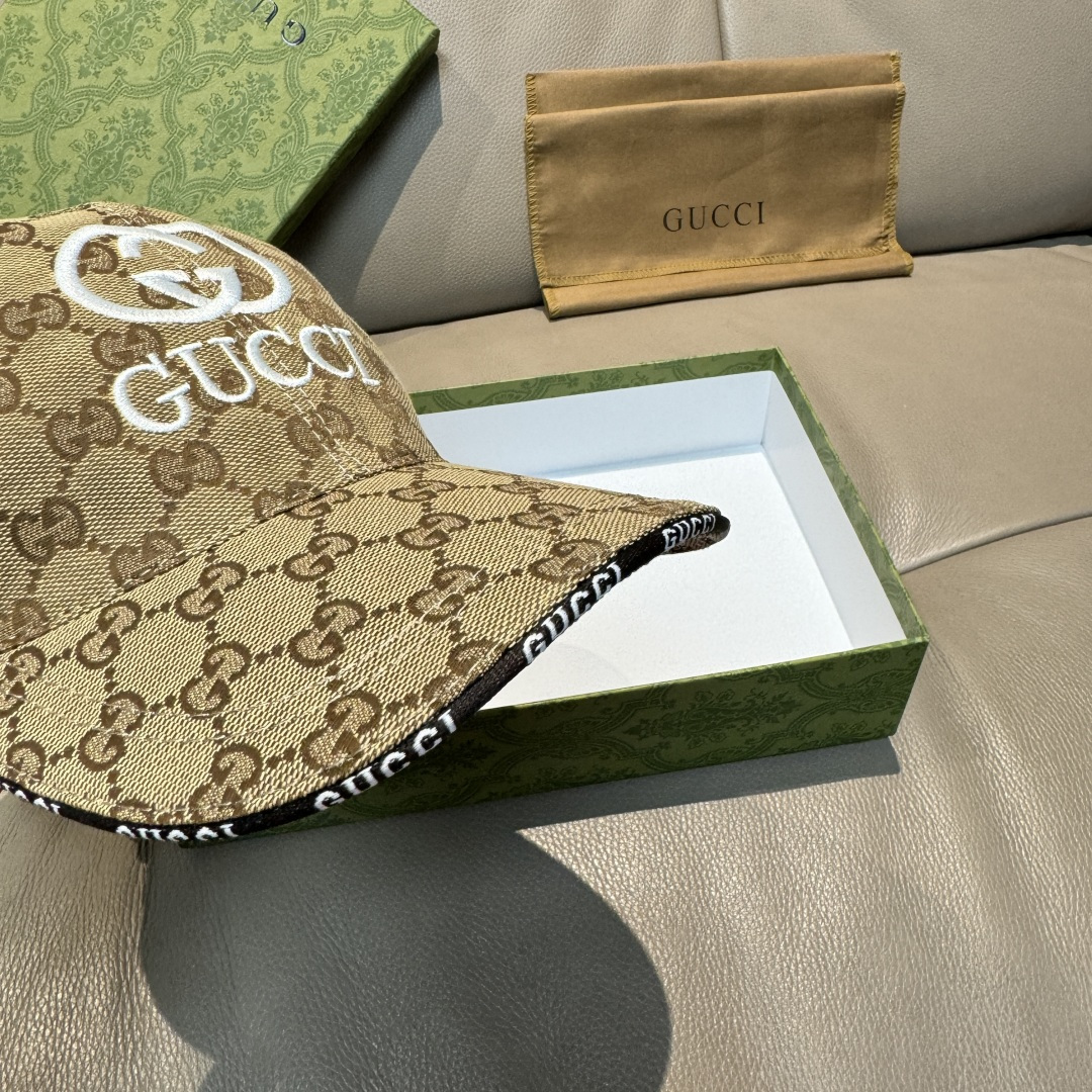 配盒子布袋，Gucci(古奇)新款原单棒球帽， GUCCI刺绣，1:1开模订制，重工刺绣，细节可媲美专柜