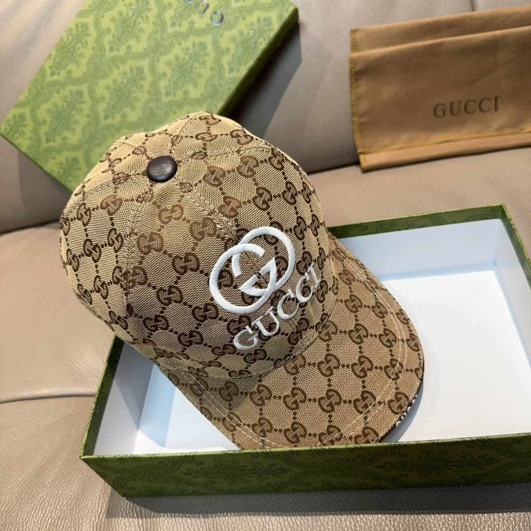 配盒子布袋，Gucci(古奇)新款原单棒球帽， GUCCI刺绣，1:1开模订制，重工刺绣，细节可媲美专柜