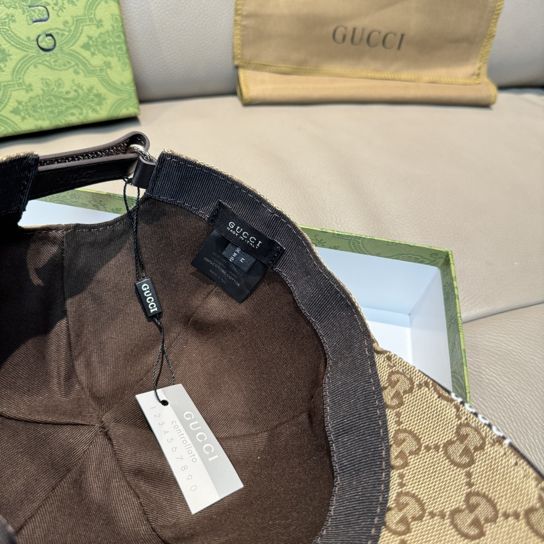配盒子布袋，Gucci(古奇)新款原单棒球帽， GUCCI刺绣，1:1开模订制，重工刺绣，细节可媲美专柜