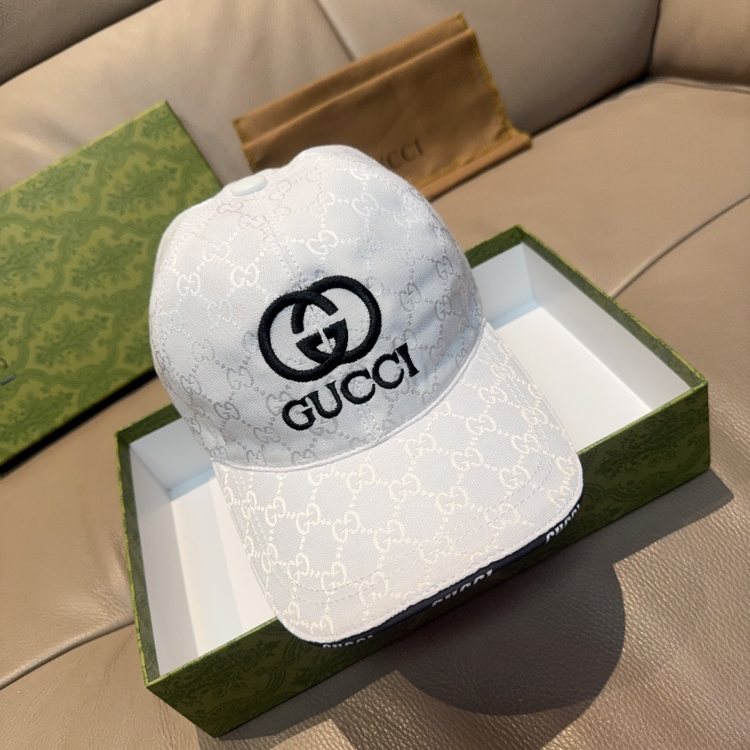 配盒子布袋，Gucci(古奇)新款原单棒球帽， GUCCI刺绣，1:1开模订制，重工刺绣，细节可媲美专柜