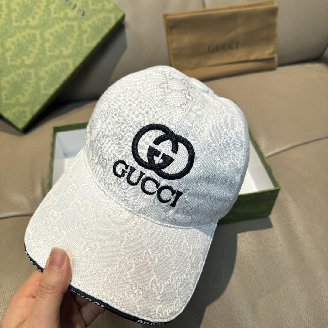 配盒子布袋，Gucci(古奇)新款原单棒球帽， GUCCI刺绣，1:1开模订制，重工刺绣，细节可媲美专柜