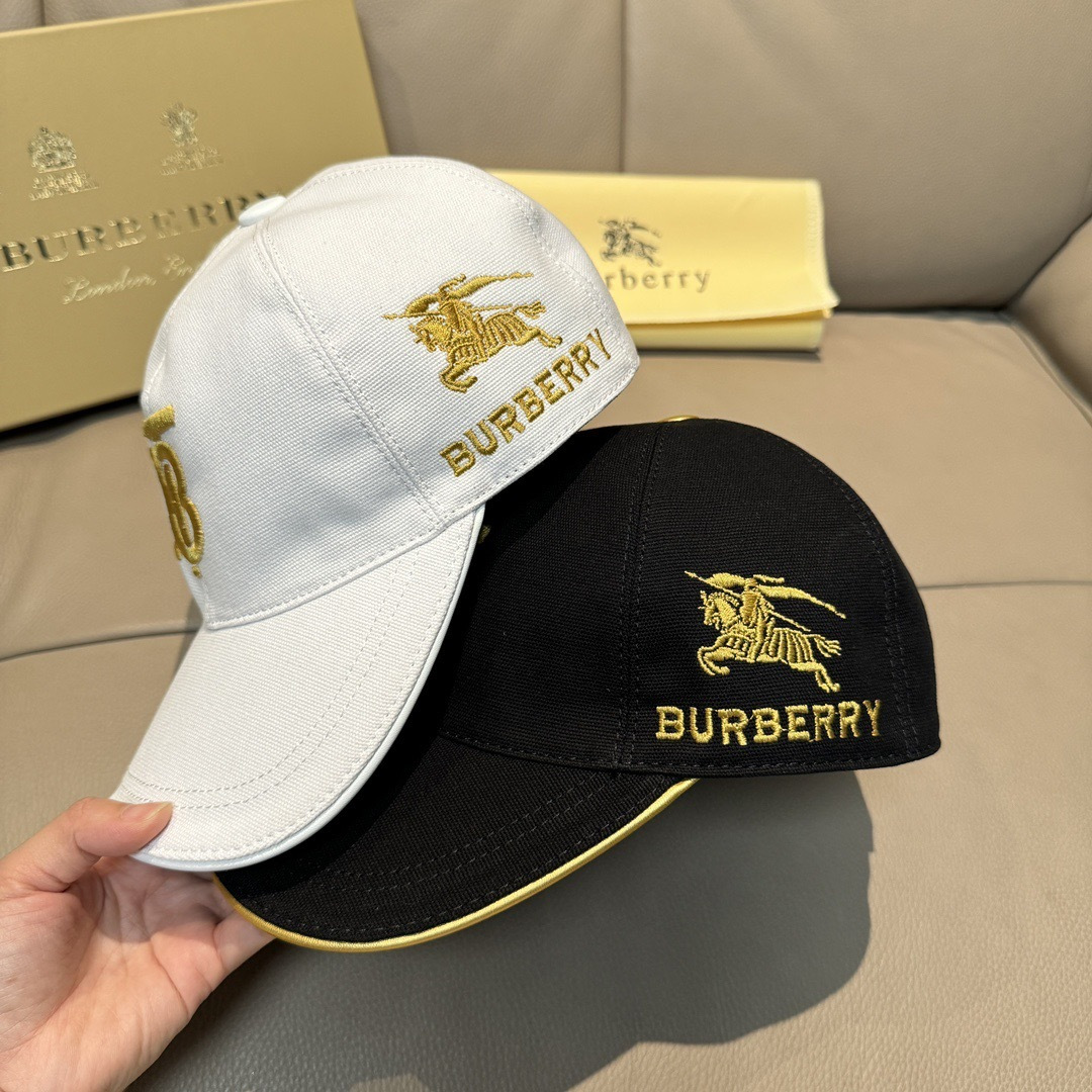 配盒子布袋，Burberry（巴宝莉）新款原单棒球帽，1:1开模订制，全新立体战马刺绣，精致无暇！原版帆