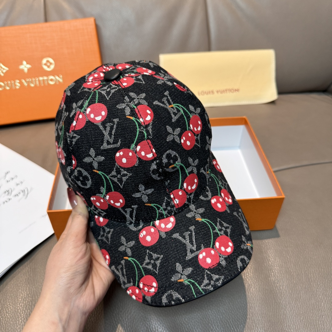 配盒子布袋，LV路易威登新款原单棒球帽，LV小樱桃，专柜1:1开模订制，原版帆布面料+头层牛皮，轻盈透气
