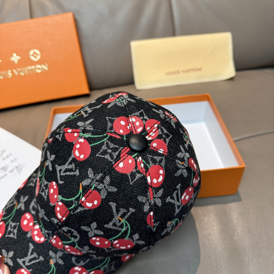 配盒子布袋，LV路易威登新款原单棒球帽，LV小樱桃，专柜1:1开模订制，原版帆布面料+头层牛皮，轻盈透气