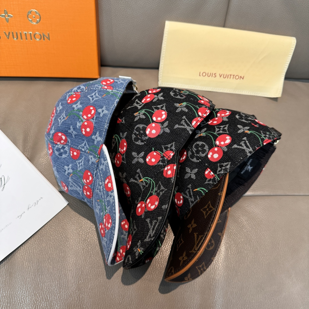 配盒子布袋，LV路易威登新款原单棒球帽，LV小樱桃，专柜1:1开模订制，原版帆布面料+头层牛皮，轻盈透气