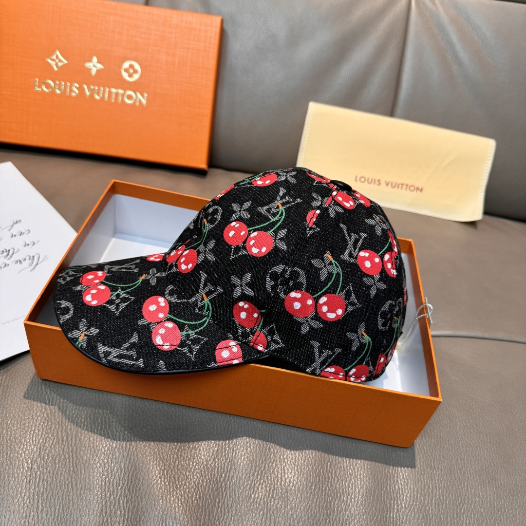 配盒子布袋，LV路易威登新款原单棒球帽，LV小樱桃，专柜1:1开模订制，原版帆布面料+头层牛皮，轻盈透气