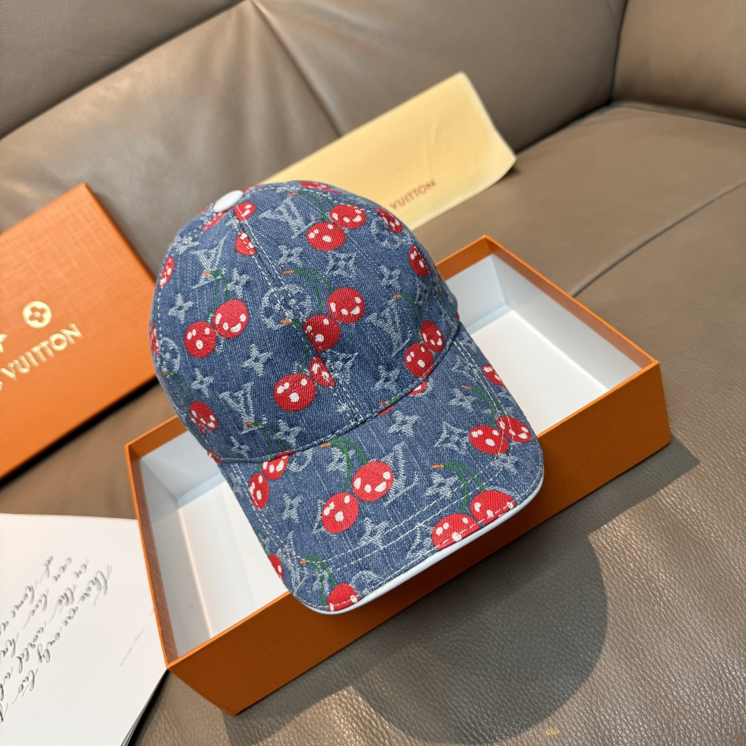 配盒子布袋，LV路易威登新款原单棒球帽，LV小樱桃，专柜1:1开模订制，原版帆布面料+头层牛皮，轻盈透气