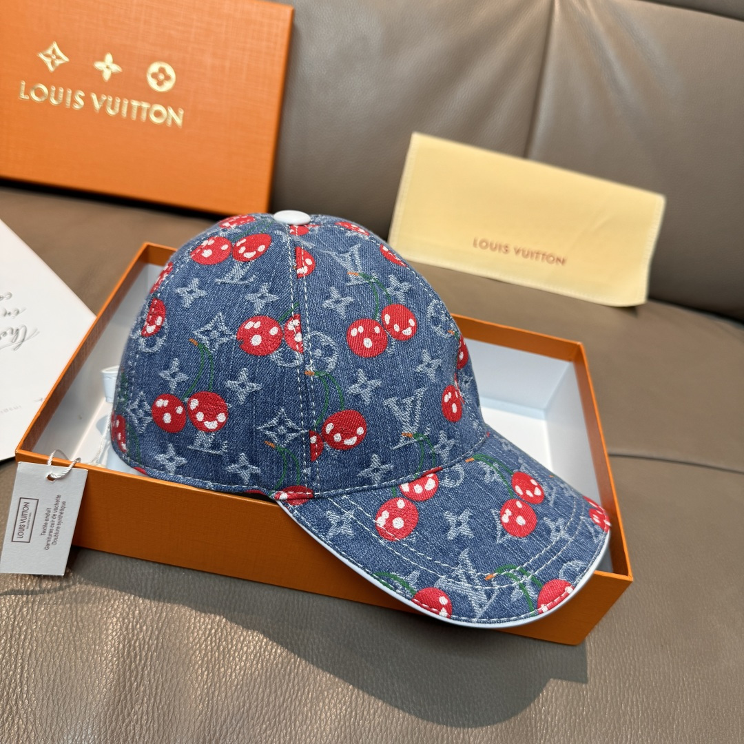 配盒子布袋，LV路易威登新款原单棒球帽，LV小樱桃，专柜1:1开模订制，原版帆布面料+头层牛皮，轻盈透气