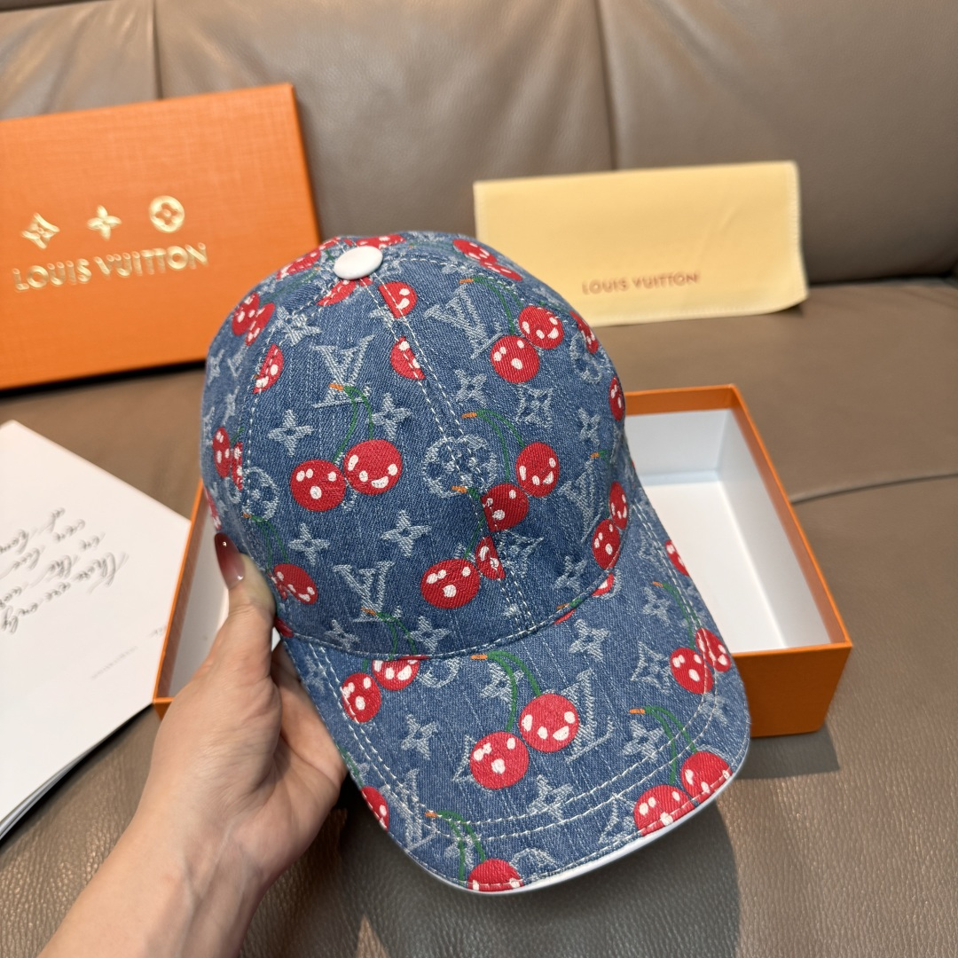 配盒子布袋，LV路易威登新款原单棒球帽，LV小樱桃，专柜1:1开模订制，原版帆布面料+头层牛皮，轻盈透气