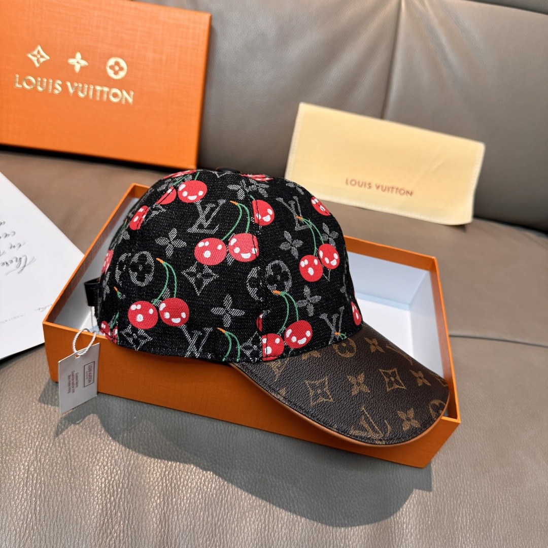配盒子布袋，LV路易威登新款原单棒球帽，LV小樱桃，专柜1:1开模订制，原版帆布面料+头层牛皮，轻盈透气