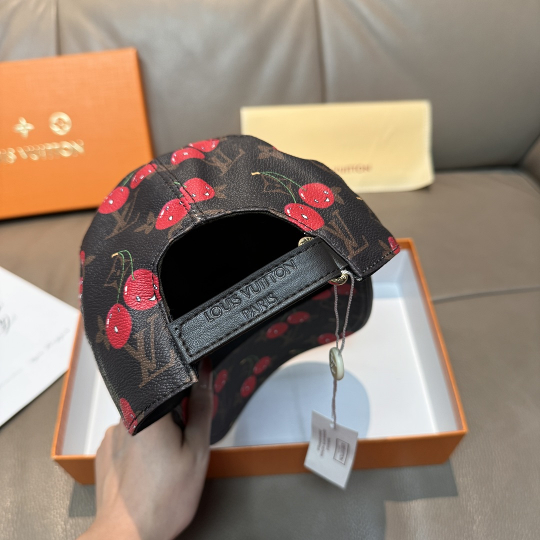 配盒子布袋，LV路易威登新款原单棒球帽，LV小樱桃，专柜1:1开模订制，原版PU面料+头层牛皮，轻盈透气