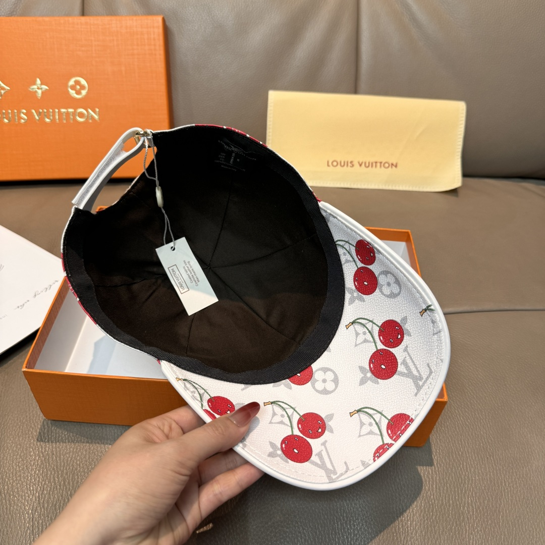 配盒子布袋，LV路易威登新款原单棒球帽，LV小樱桃，专柜1:1开模订制，原版PU面料+头层牛皮，轻盈透气