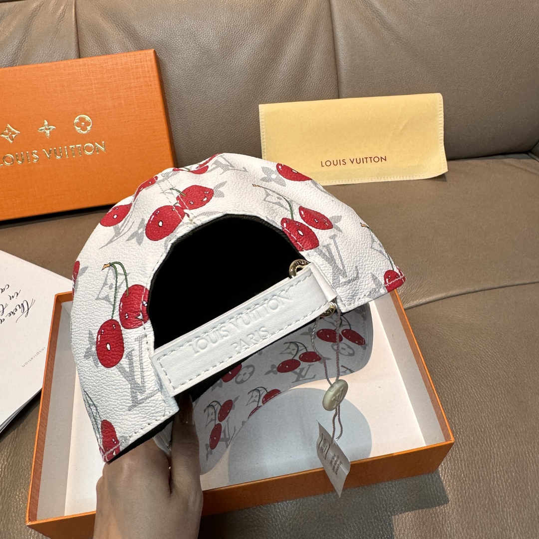配盒子布袋，LV路易威登新款原单棒球帽，LV小樱桃，专柜1:1开模订制，原版PU面料+头层牛皮，轻盈透气