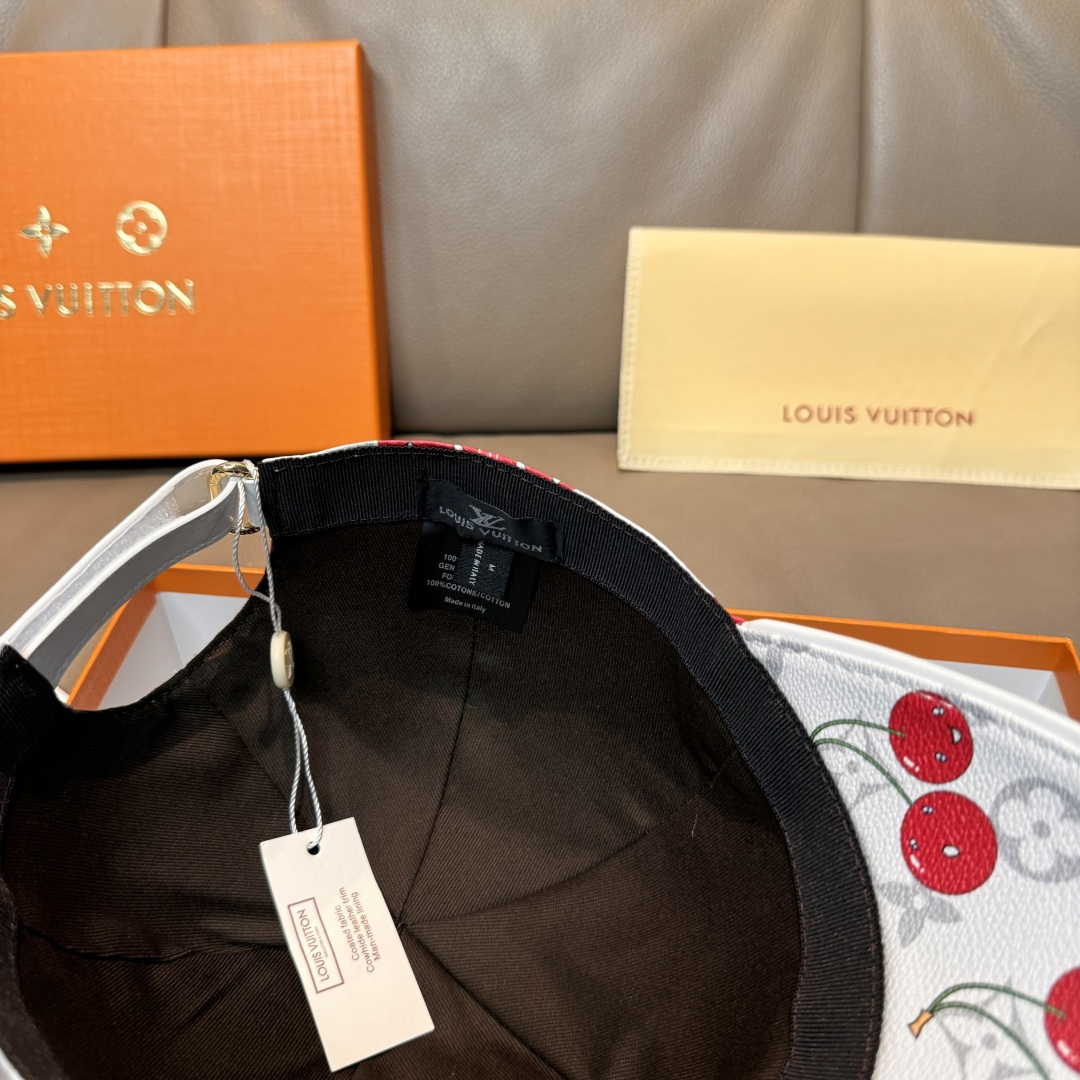 配盒子布袋，LV路易威登新款原单棒球帽，LV小樱桃，专柜1:1开模订制，原版PU面料+头层牛皮，轻盈透气