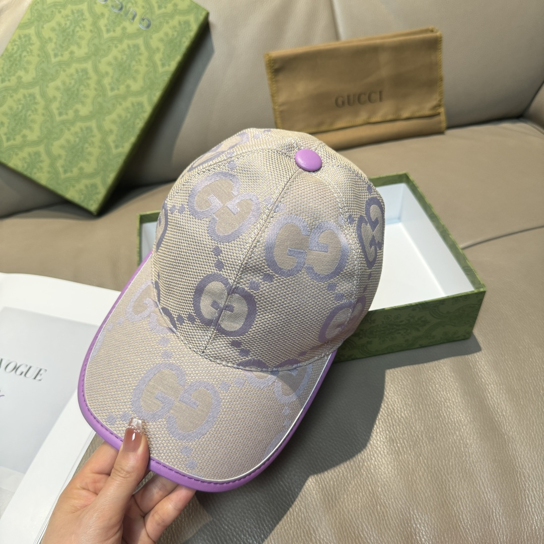 配包装布袋，Gucci古奇新款原单棒球帽， 糖果色大双G，专柜1:1开模订制，原版帆布面料+头层牛皮，轻