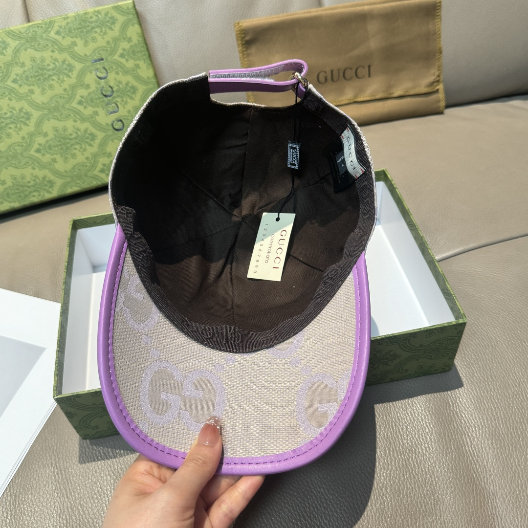 配包装布袋，Gucci古奇新款原单棒球帽， 糖果色大双G，专柜1:1开模订制，原版帆布面料+头层牛皮，轻