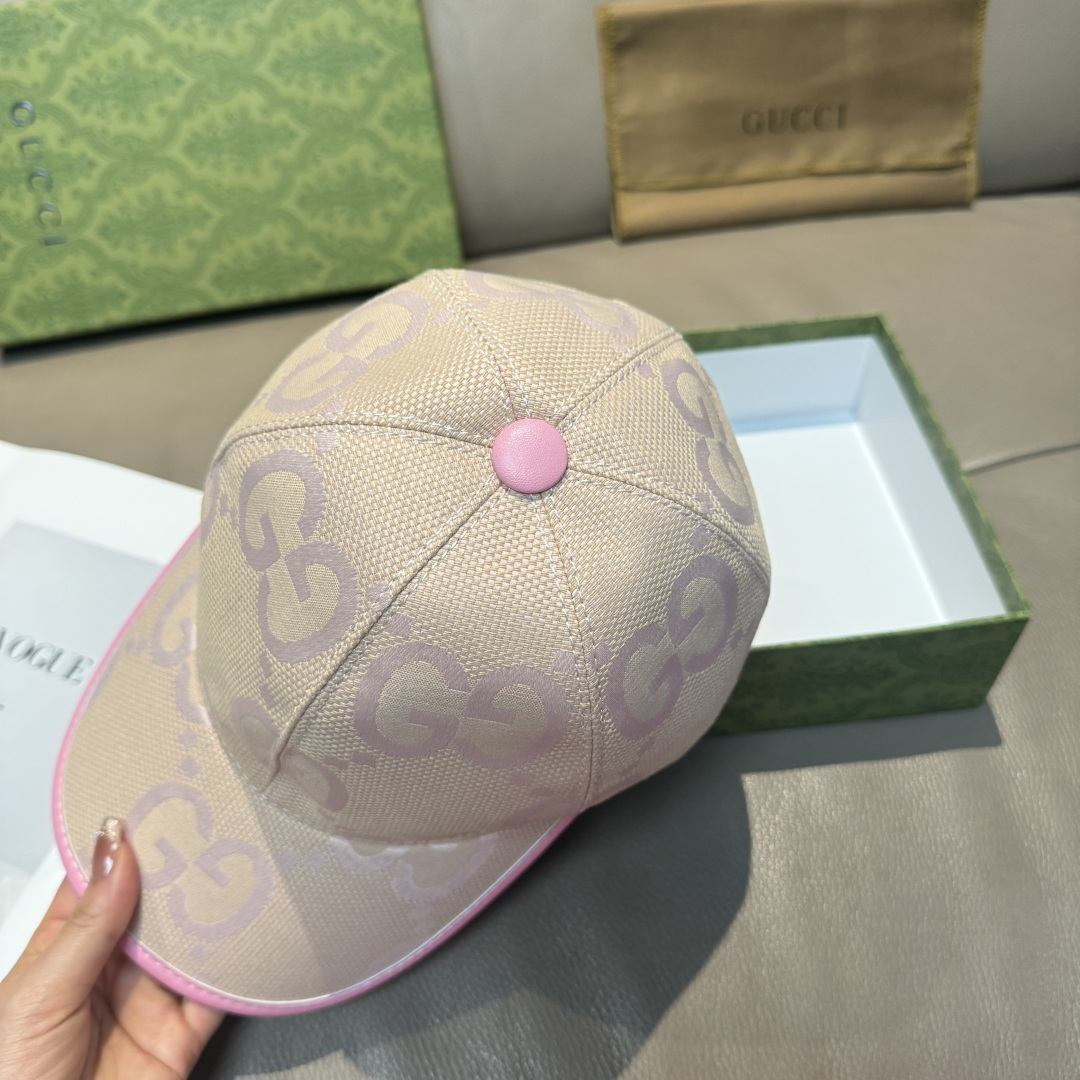 配包装布袋，Gucci古奇新款原单棒球帽， 糖果色大双G，专柜1:1开模订制，原版帆布面料+头层牛皮，轻