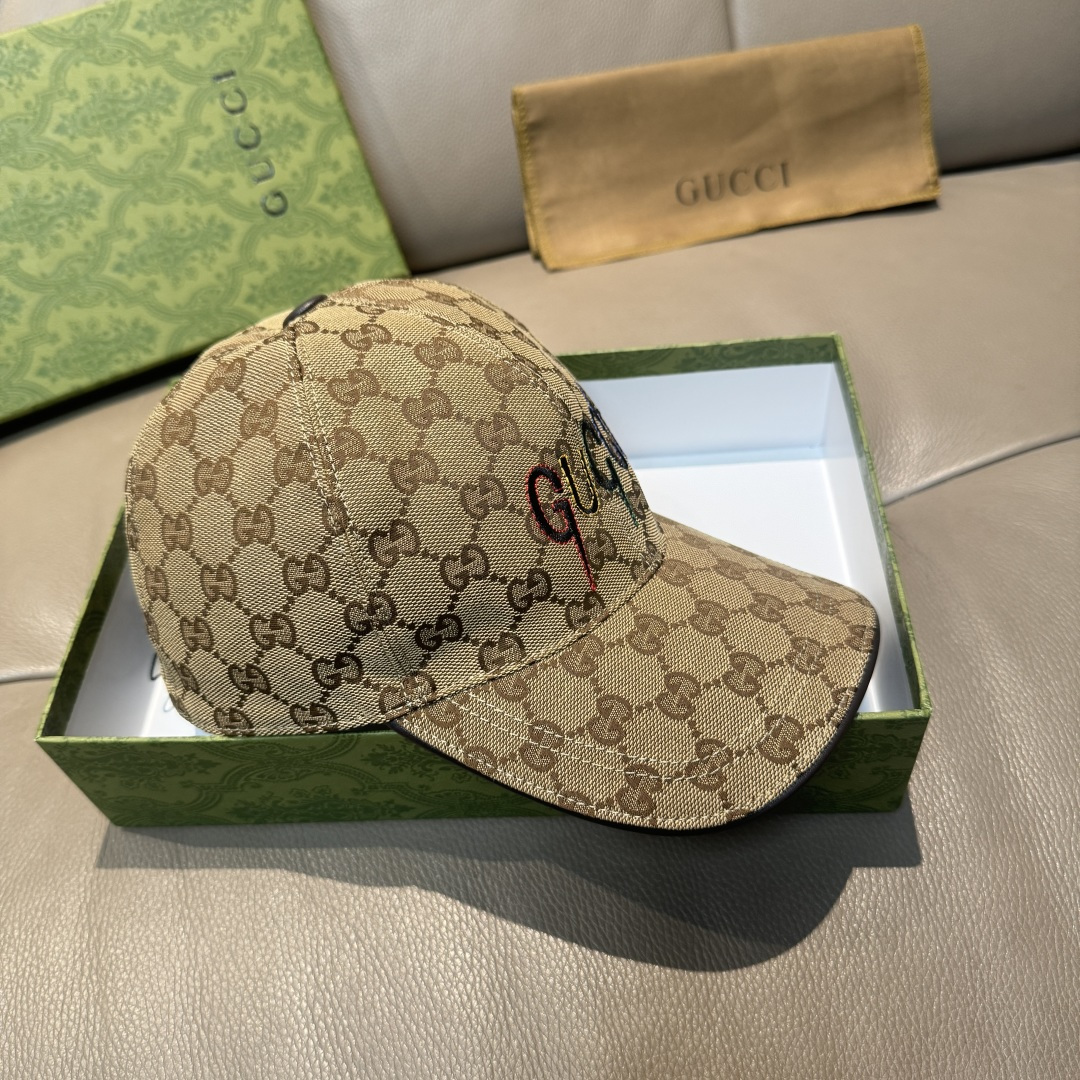 配盒子布袋，Gucci(古奇)新款原单棒球帽， 艺术字刺绣，1:1开模订制，重工刺绣，细节可媲美专柜，原