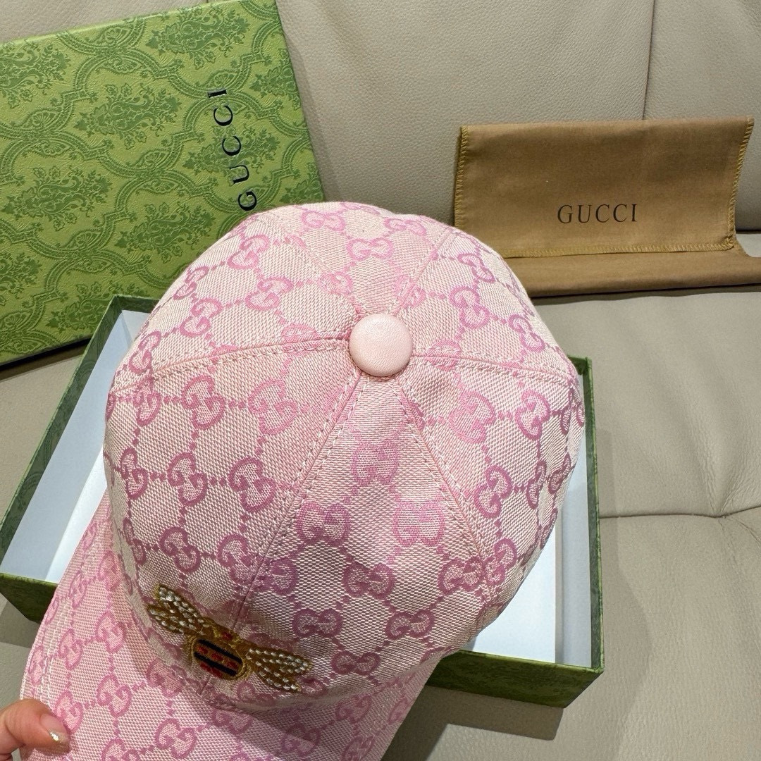 配盒子布袋，Gucci(古奇)原单棒球帽， 小蜜蜂刺绣，1:1开模订制，重工刺绣，细节可媲美专柜，原版帆