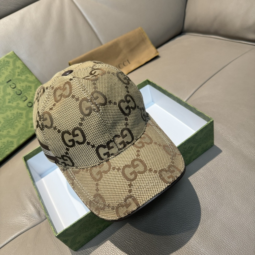 配包装布袋，Gucci古奇新款原单棒球帽， 大双G，专柜1:1开模订制，完美对花，原版帆布面料+头层牛皮
