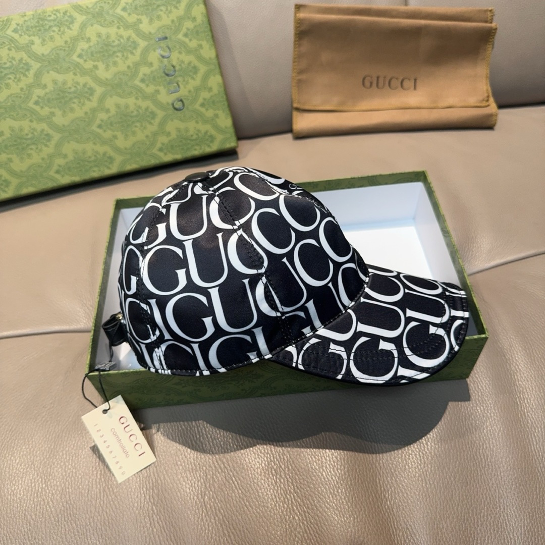 配盒子布袋，Gucci(古奇)新款原单棒球帽， GUCCI丝印，专柜1:1开模订制，原版帆布料+头层牛皮