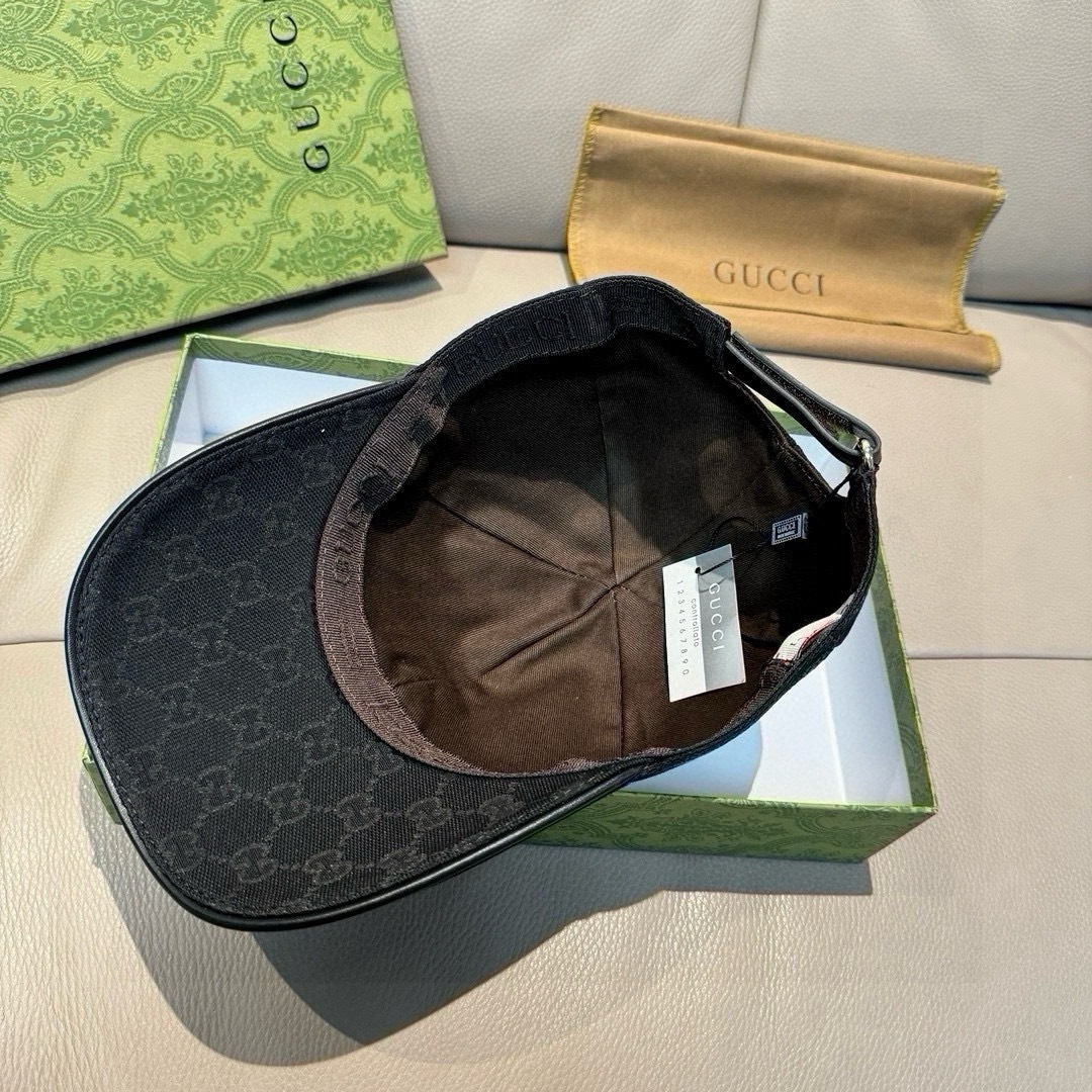 配盒子布袋，Gucci(古奇)原单棒球帽，烫金双G，1:1开模订制，最高版本，原版帆布料+头层牛皮，纯棉
