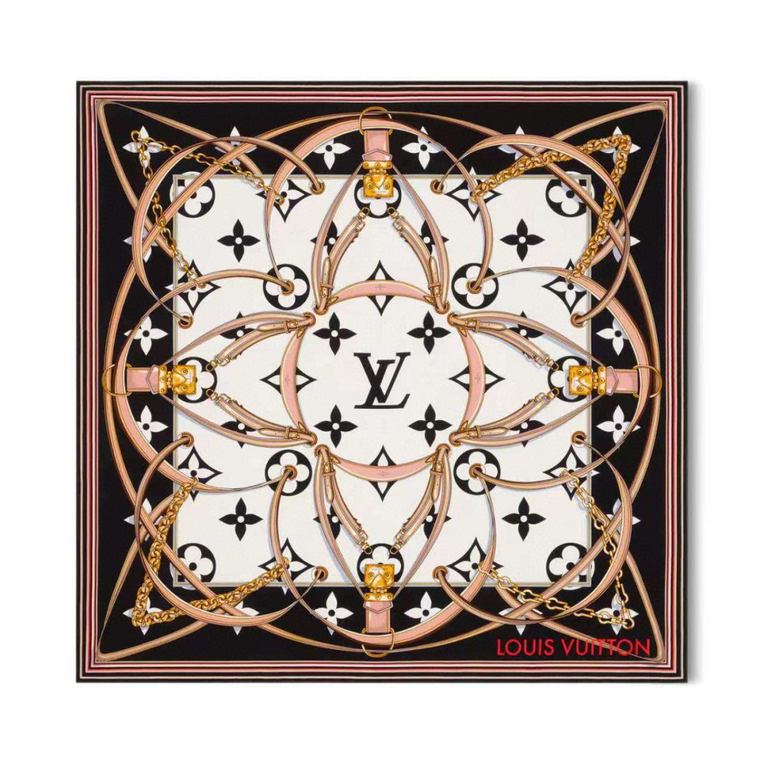 NO:542469,First batch of LV's new square scarf Ultimate Monogram 90 square scarf reinterprets Louis Vuitton's classic element Monogram pattern in a modern style. The Monogram pattern lays out the background, and the ribbon and chain pattern outlines the Monogram flower outline, paying tribute to the design of the brand's leather goods series. 90 x 90 cm mulberry silk high version scarf, high version scarf, louis vuitton, louis vuitton19860909批 LV新款方巾 Ultimate Monogram 90 方巾以摩登格调重释路易威登的经典元素Monogram 图案铺陈背景,饰带和链条图案勾勒 Monogram 花卉轮廓,致意品牌皮具系列设计. 90 x 90 厘米 桑蚕丝高版本围巾,高版本围巾,louis vuitton,louis vuitton,scarf
