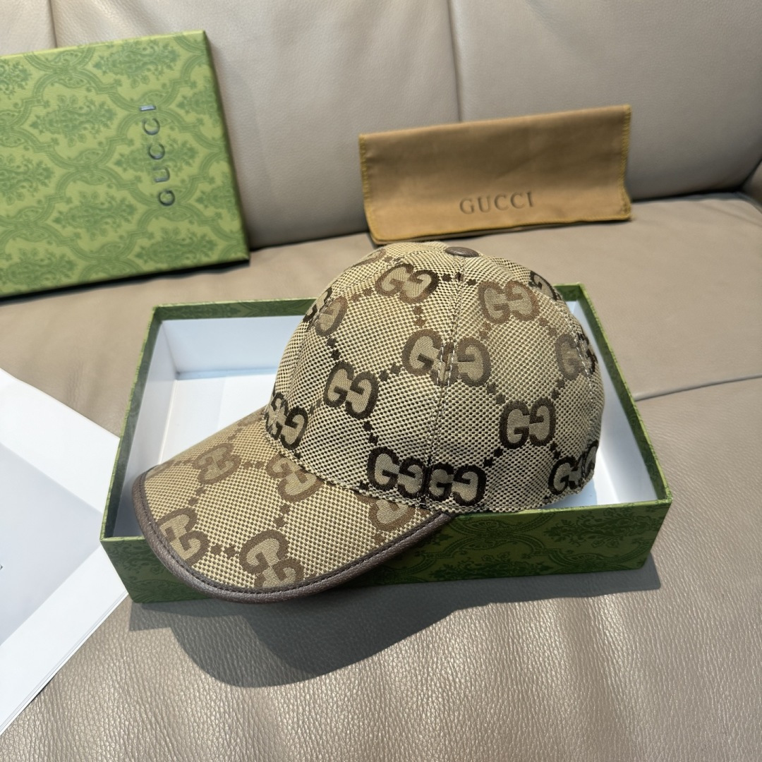 Gucci 配包装布袋 Gucci古奇新款 棒球帽 大双G 1:1开模订制 帆布面料+头层牛皮