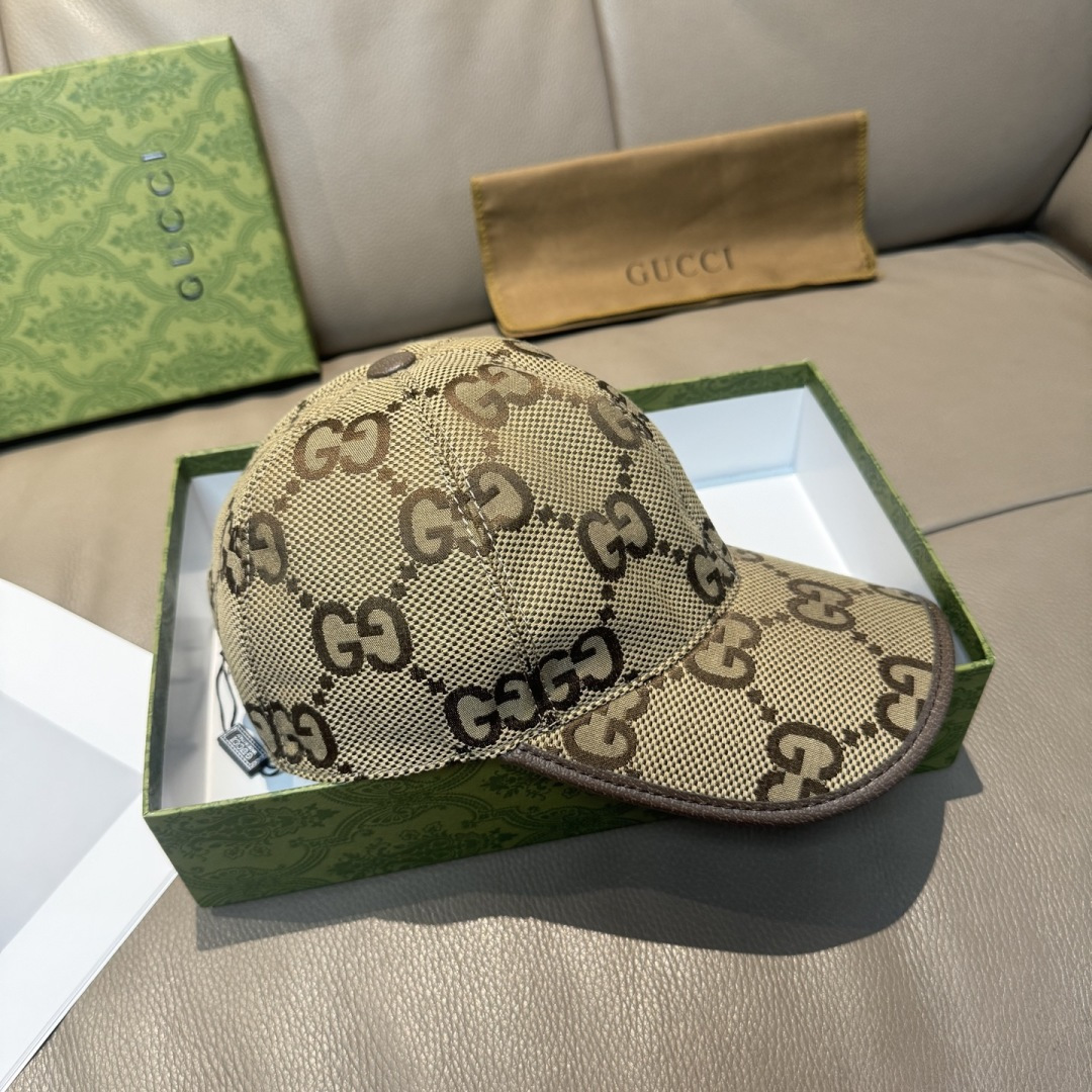 Gucci 配包装布袋 Gucci古奇新款 棒球帽 大双G 1:1开模订制 帆布面料+头层牛皮