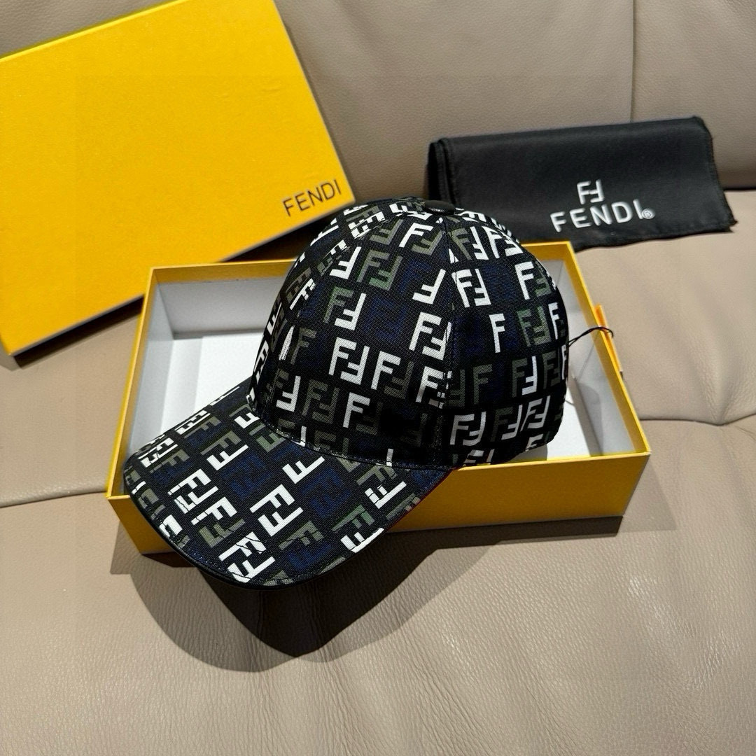 新款出货配盒子布袋，Fendi（芬迪）新款原单棒球帽， 双F提花，专柜常年热卖款，口碑极佳，1:1开模订