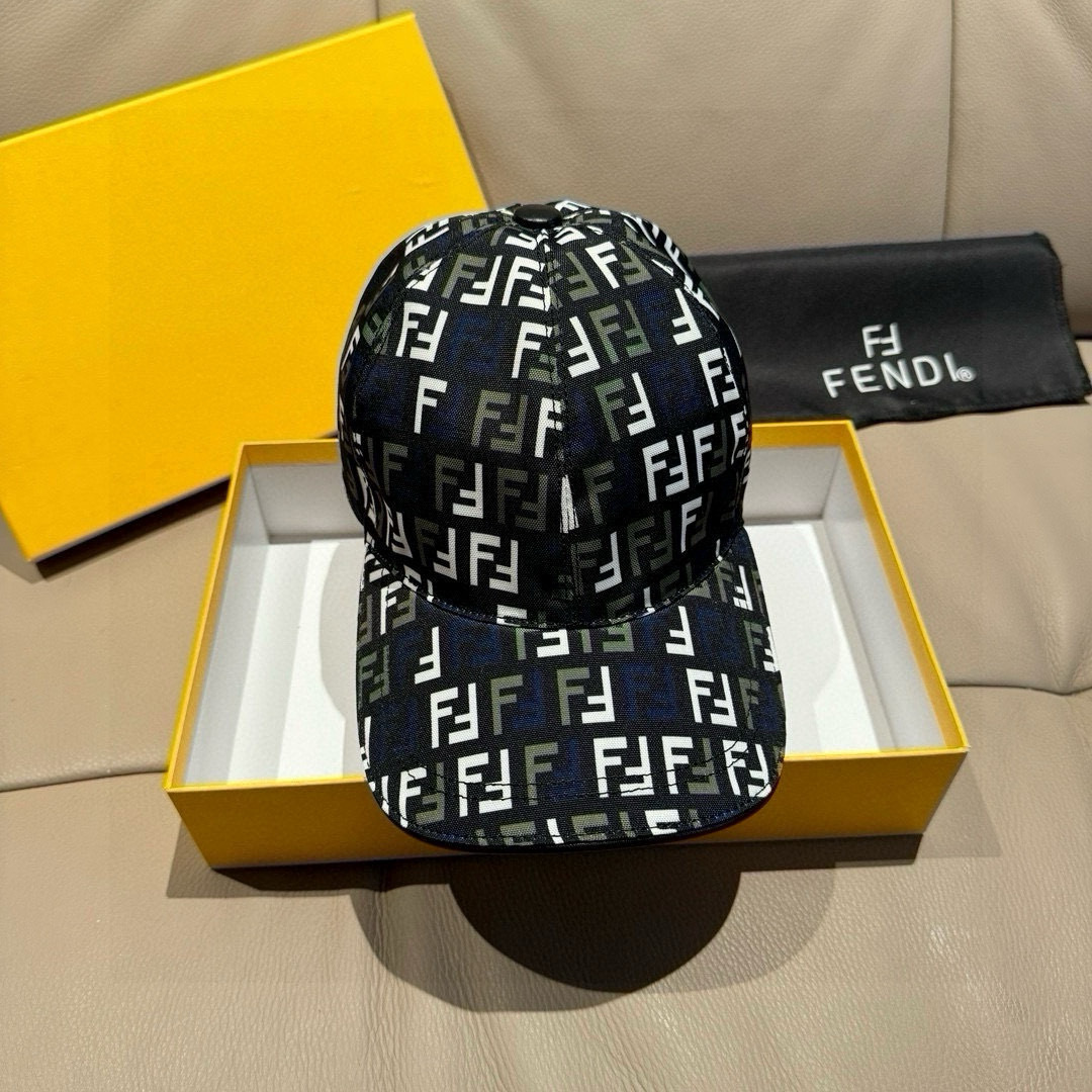 新款出货配盒子布袋，Fendi（芬迪）新款原单棒球帽， 双F提花，专柜常年热卖款，口碑极佳，1:1开模订