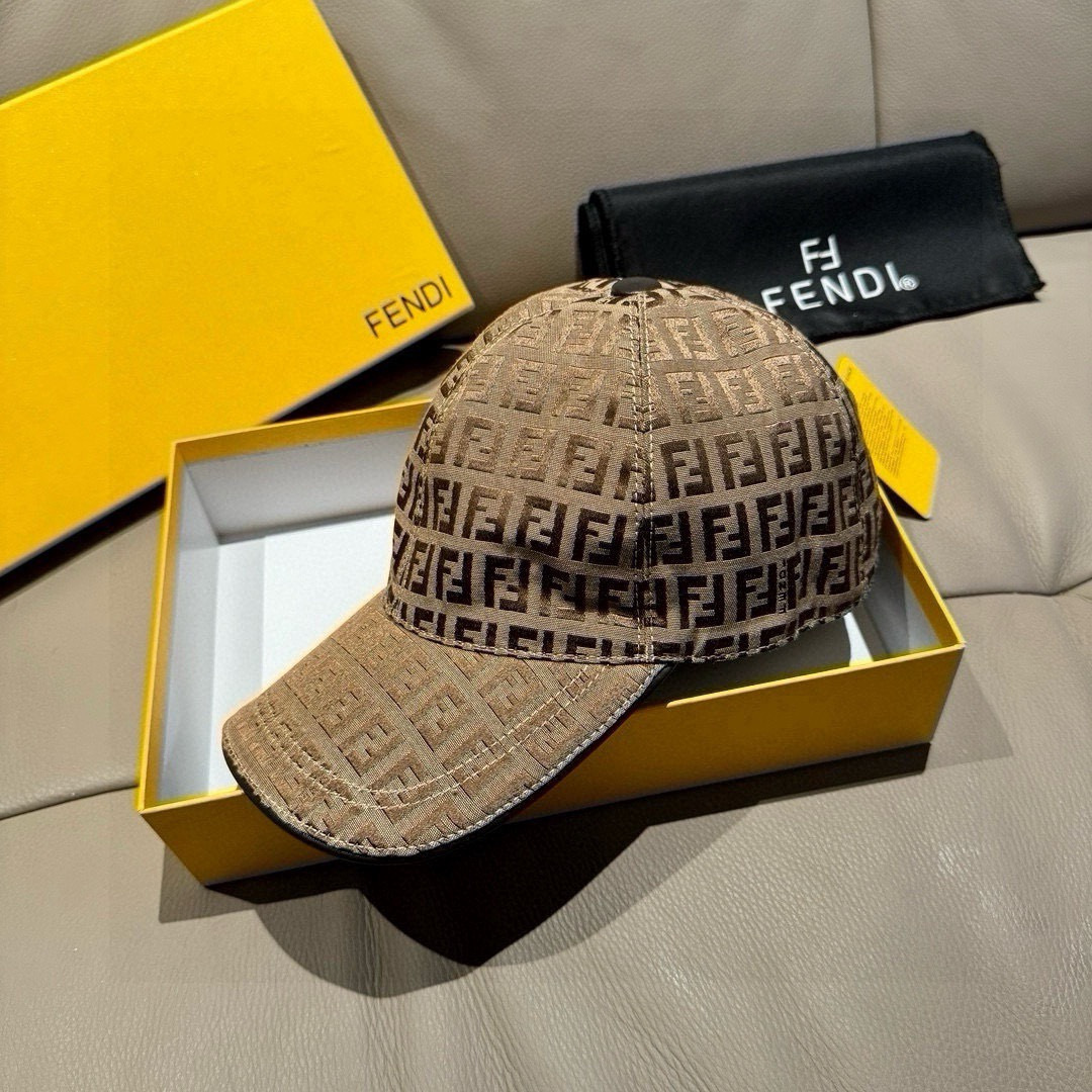 新款出货配盒子布袋，Fendi（芬迪）新款原单棒球帽， 双F提花，专柜常年热卖款，口碑极佳，1:1开模订