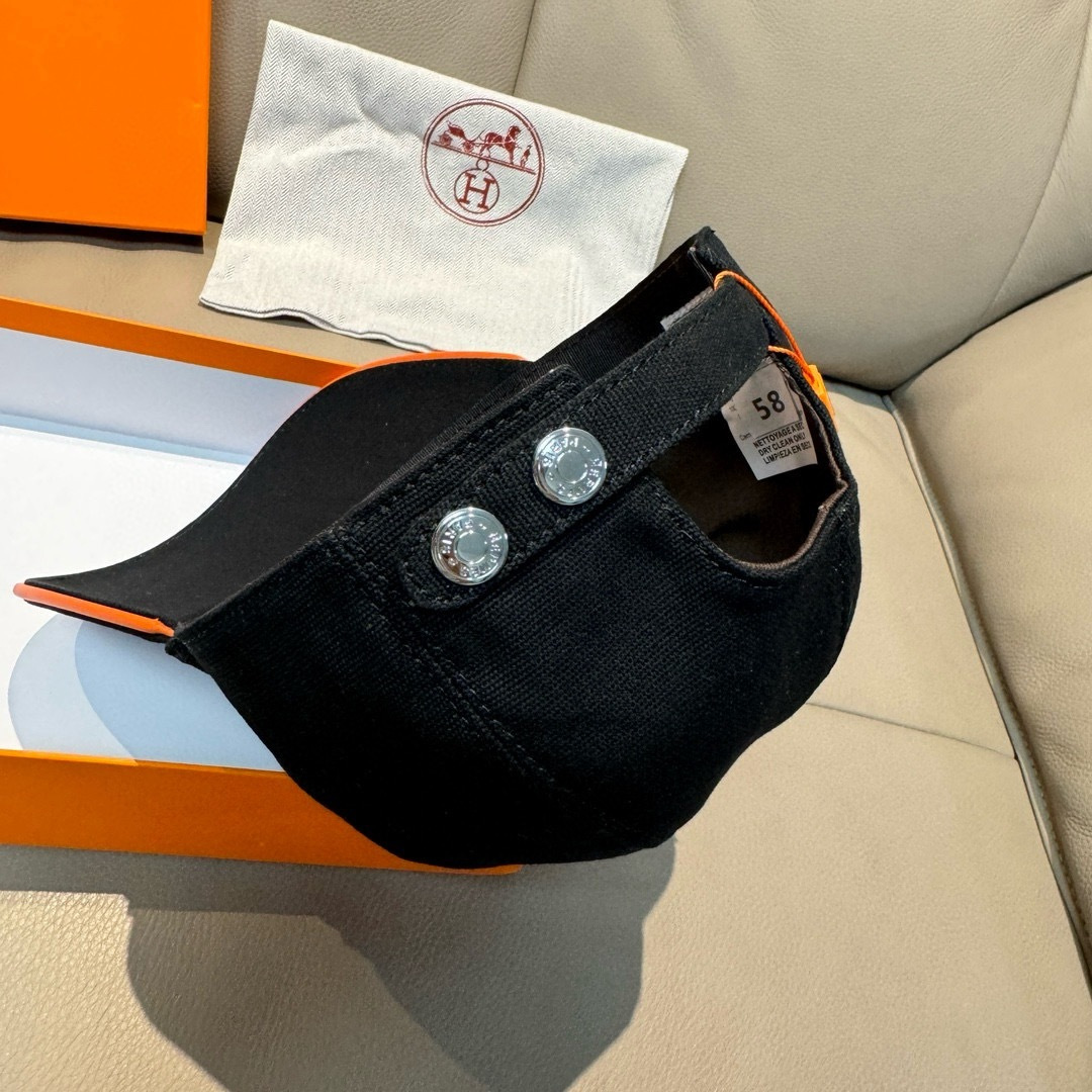 配盒子布袋，HERMÈS (爱马仕)原单棒球帽，经典H，正品开模订制，原版透气帆布面料+头层牛皮，原厂精