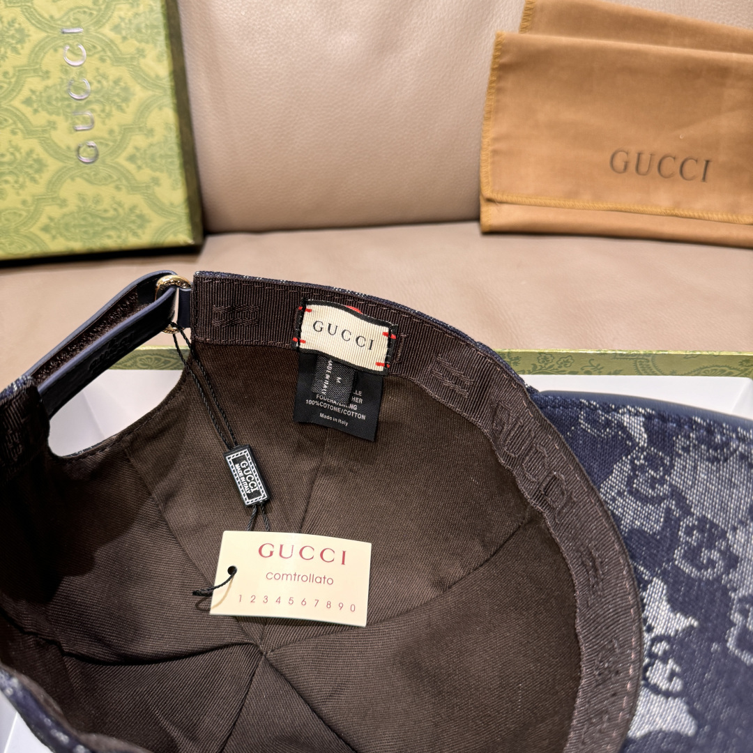 配包装布袋，Gucci(古奇)新款原单棒球帽， GG丹宁棒球帽，专柜最新款，1:1开模订制，正版开模五金