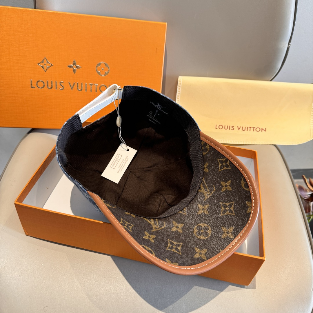 新款出货！配盒子布袋，LV(路易威登)新款原单棒球帽，老花拼接，1:1开模订制，原版纯棉布料+专柜老花布