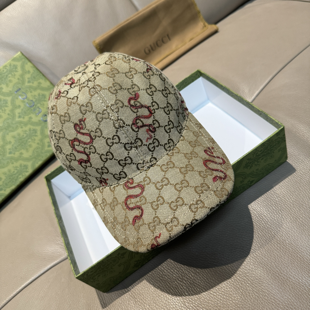 配包装布袋，Gucci古奇新款原单棒球帽， 蛇年限定款，狂蛇双G提花，专柜1:1开模订制，完美对花，原版
