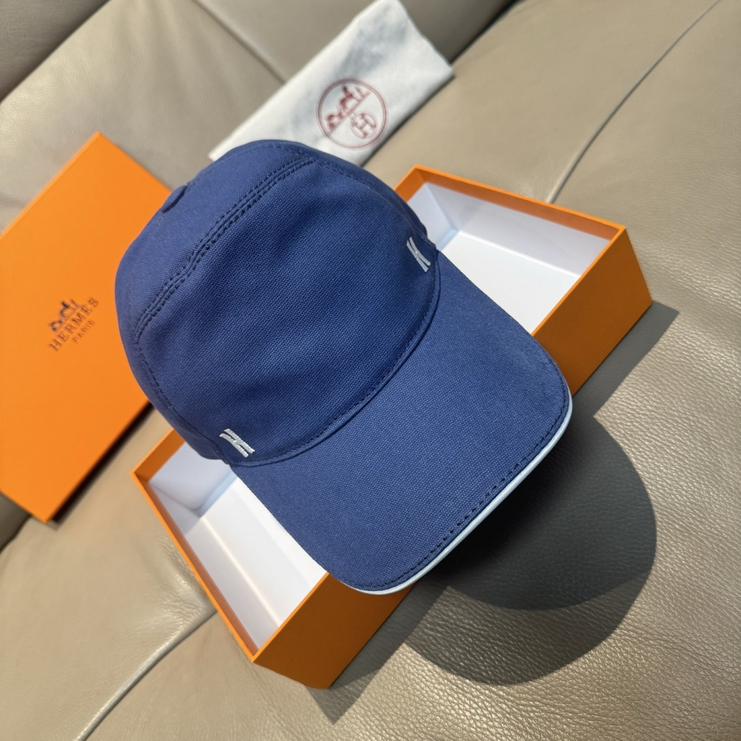 配盒子布袋，HERMÈS (爱马仕)原单棒球帽，经典H，正品开模订制，原版透气帆布面料+头层牛皮，原厂精