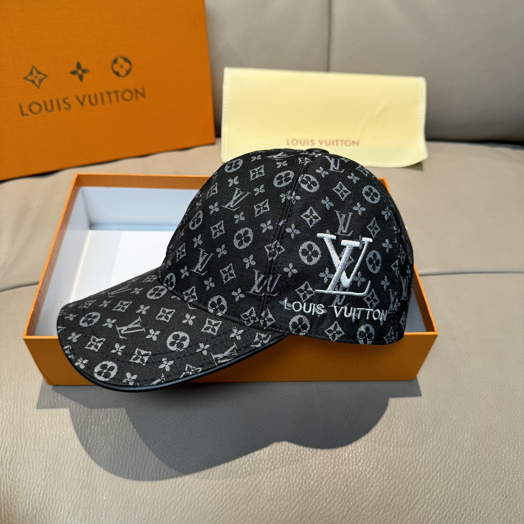 新款出货配盒子布袋，LV(路易威登)新款原单棒球帽，老花刺绣，1:1开模订制，原版老花面料，重工刺绣，做
