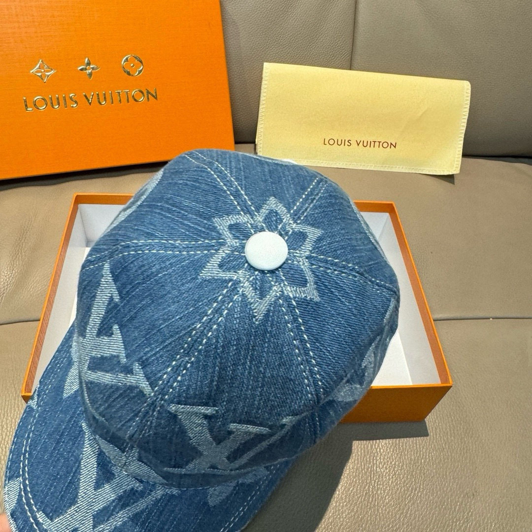 配盒子布袋，LV(路易威登)新款原单棒球帽，大logo提花，1:1开模订制，原版牛仔布料，做工细致完美，