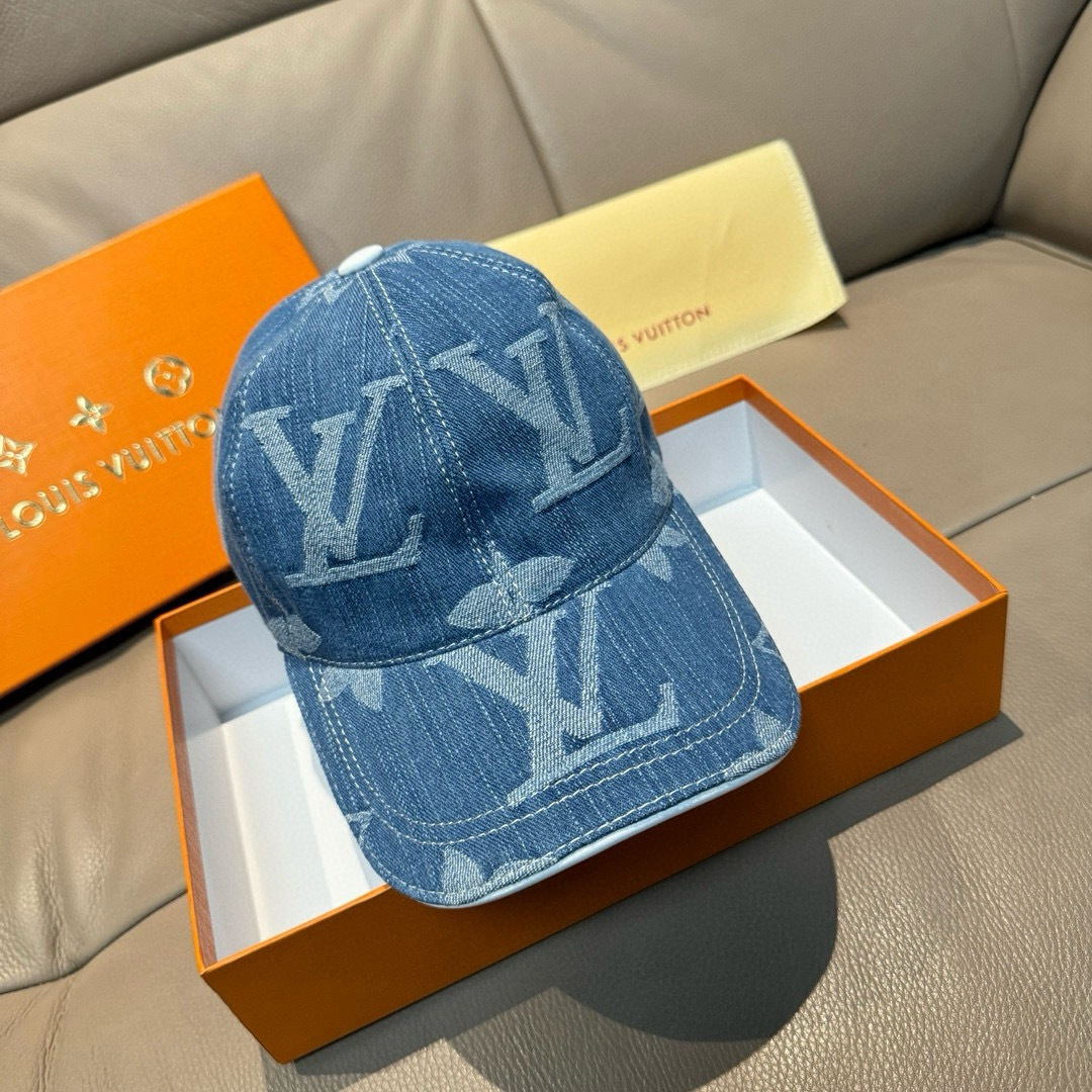 配盒子布袋，LV(路易威登)新款原单棒球帽，大logo提花，1:1开模订制，原版牛仔布料，做工细致完美，