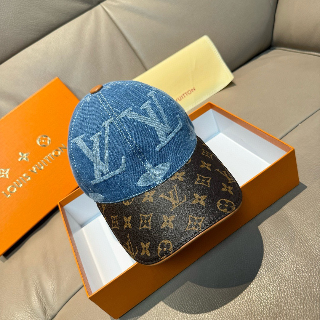 配盒子布袋，LV(路易威登)新款原单棒球帽，大logo提花，1:1开模订制，原版牛仔布料，做工细致完美，