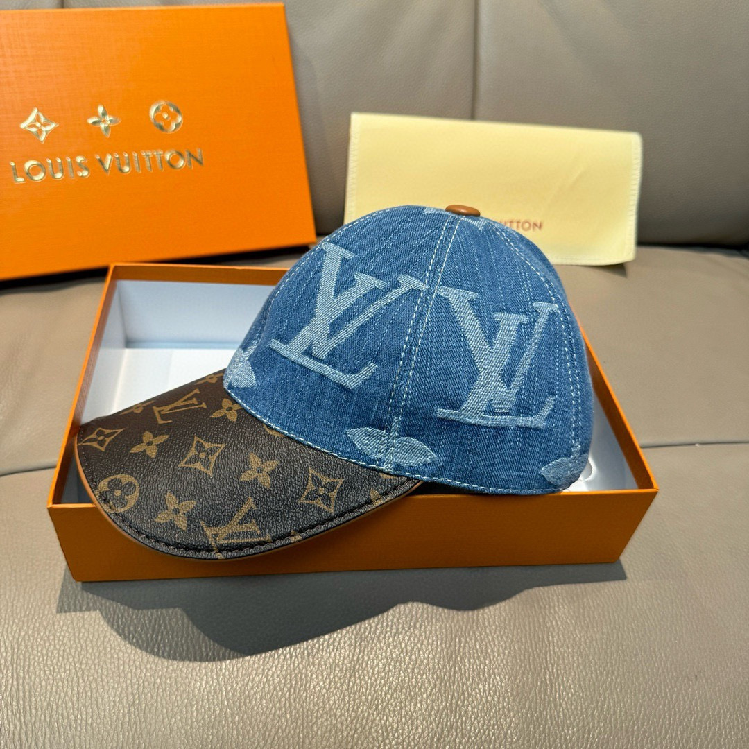 配盒子布袋，LV(路易威登)新款原单棒球帽，大logo提花，1:1开模订制，原版牛仔布料，做工细致完美，