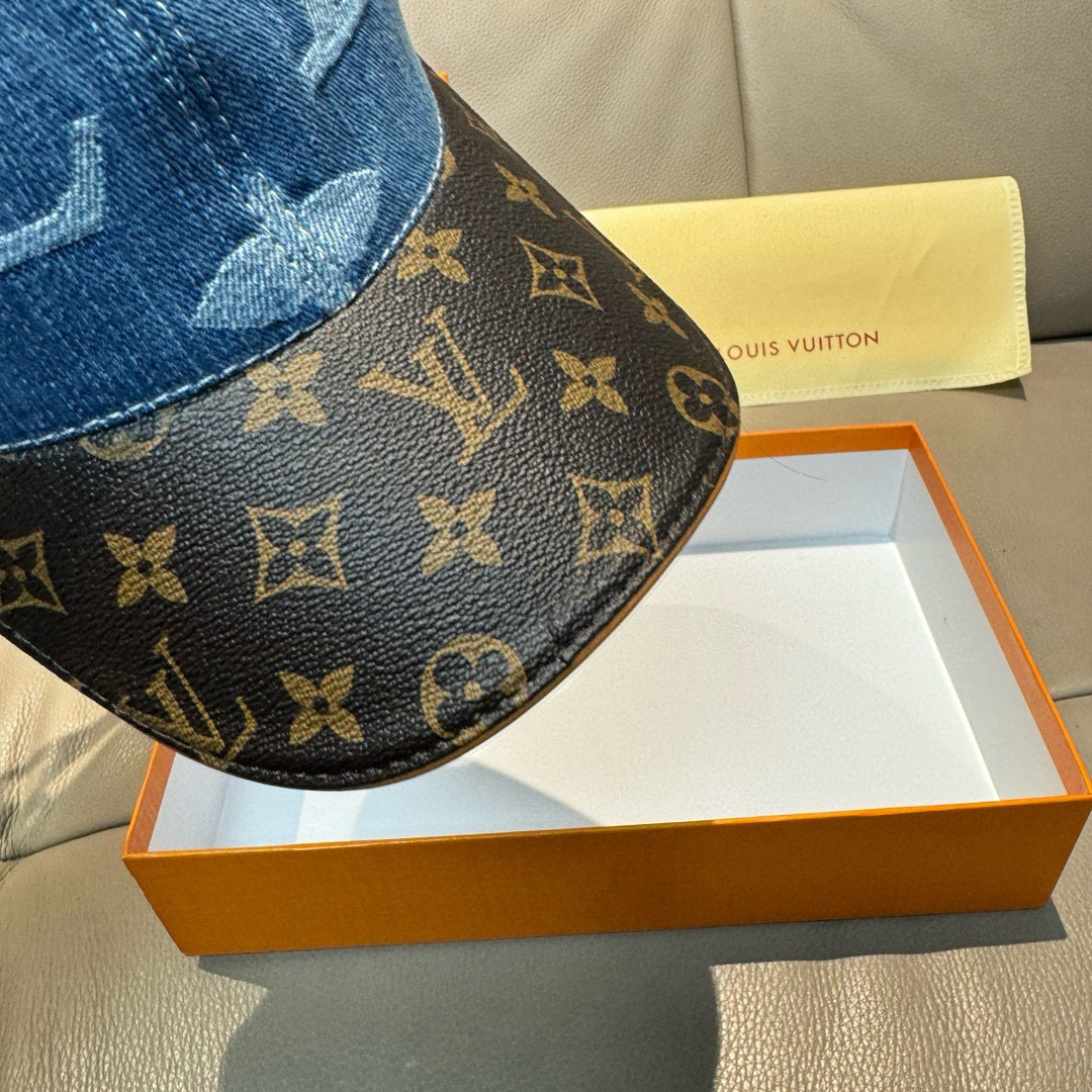 配盒子布袋，LV(路易威登)新款原单棒球帽，大logo提花，1:1开模订制，原版牛仔布料，做工细致完美，