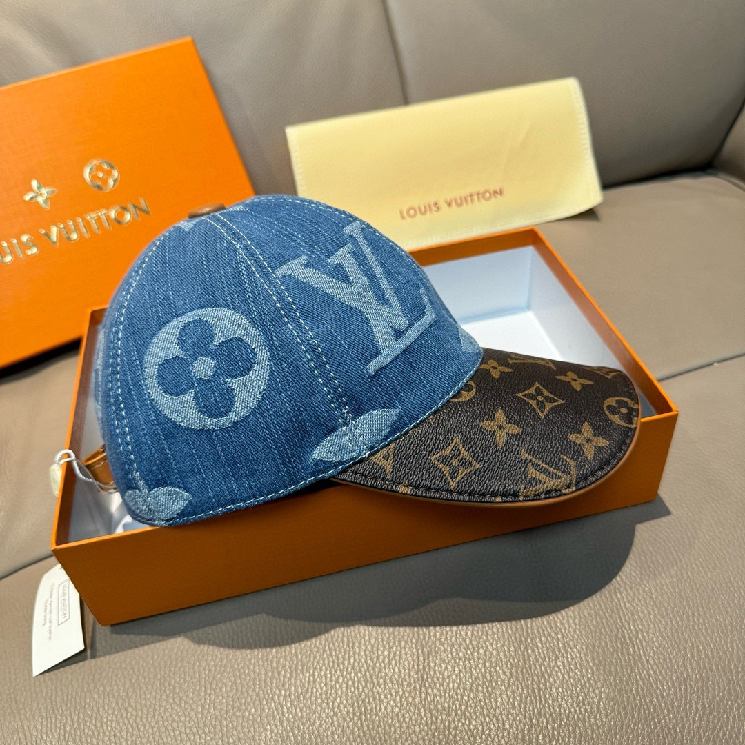 配盒子布袋，LV(路易威登)新款原单棒球帽，大logo提花，1:1开模订制，原版牛仔布料，做工细致完美，