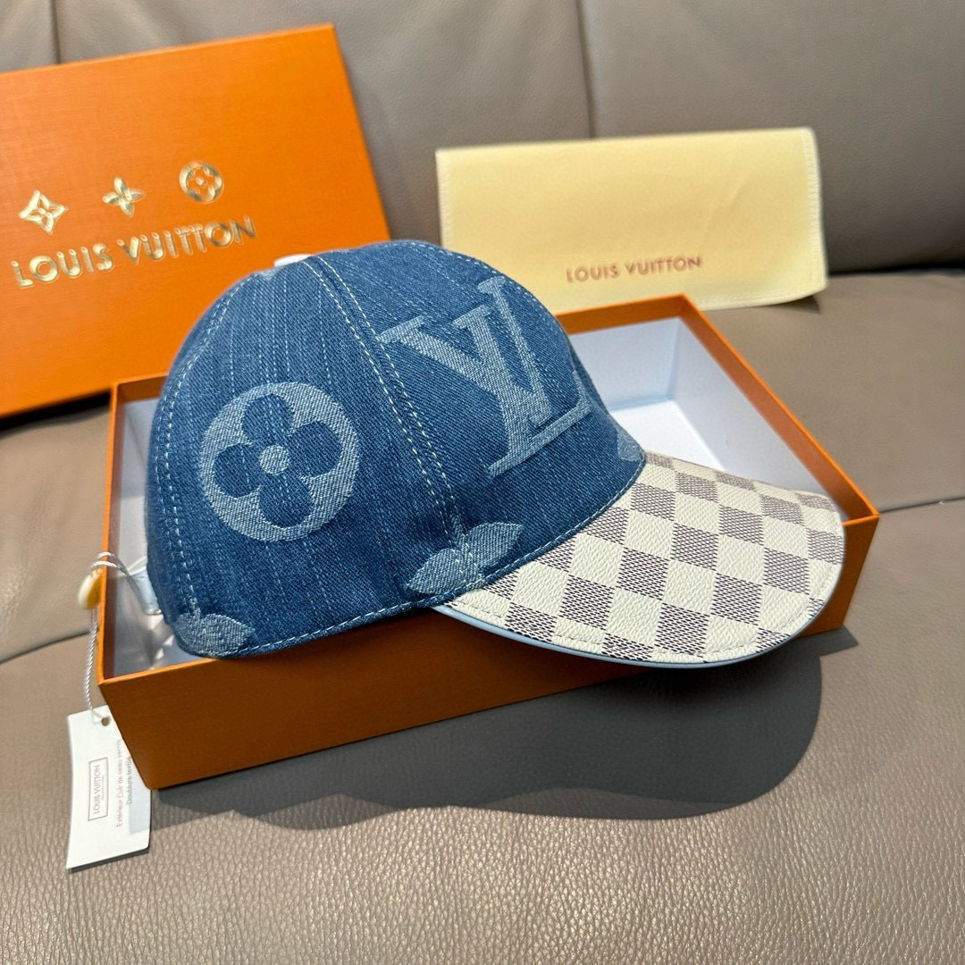 配盒子布袋，LV(路易威登)新款原单棒球帽，大logo提花，1:1开模订制，原版牛仔布料，做工细致完美，