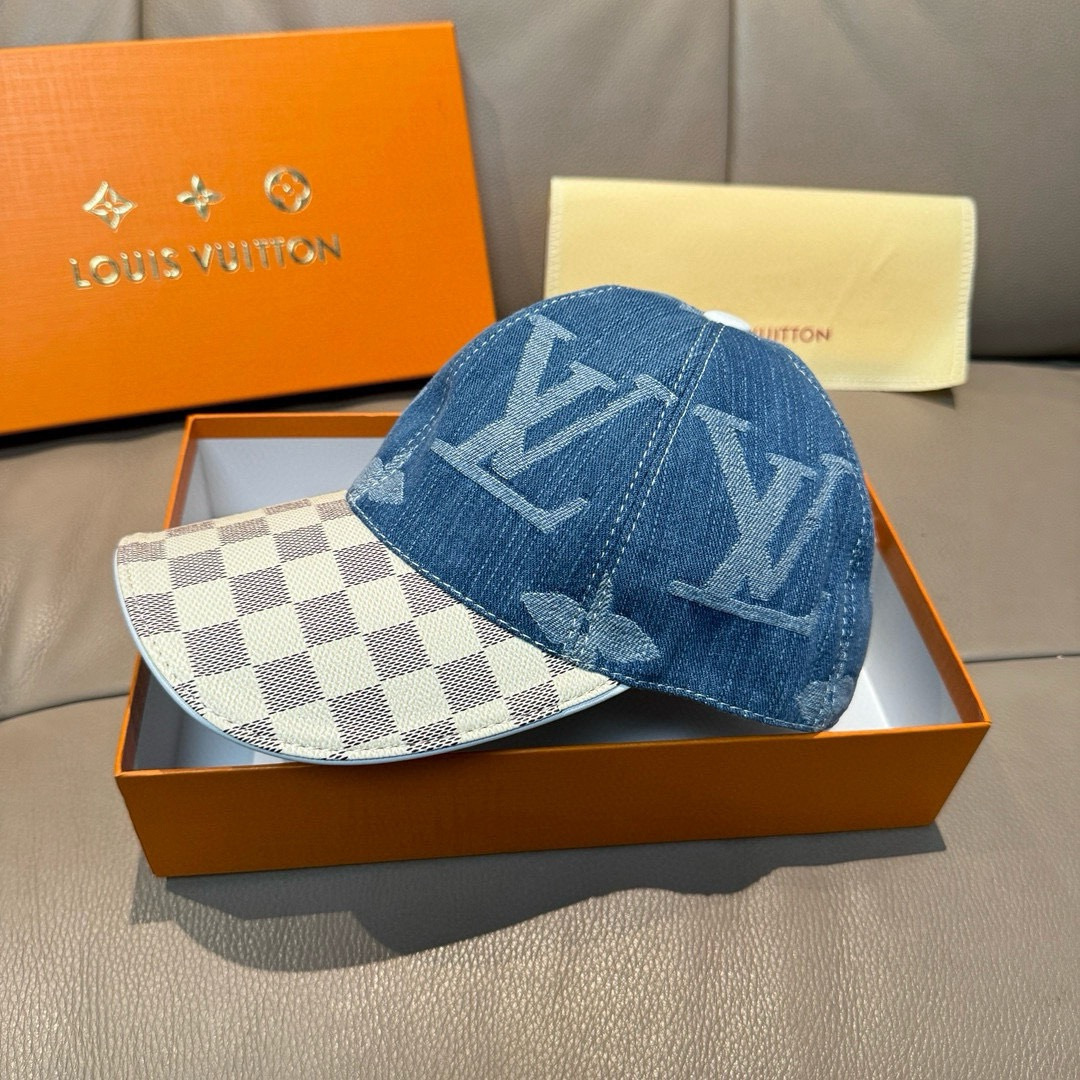 配盒子布袋，LV(路易威登)新款原单棒球帽，大logo提花，1:1开模订制，原版牛仔布料，做工细致完美，