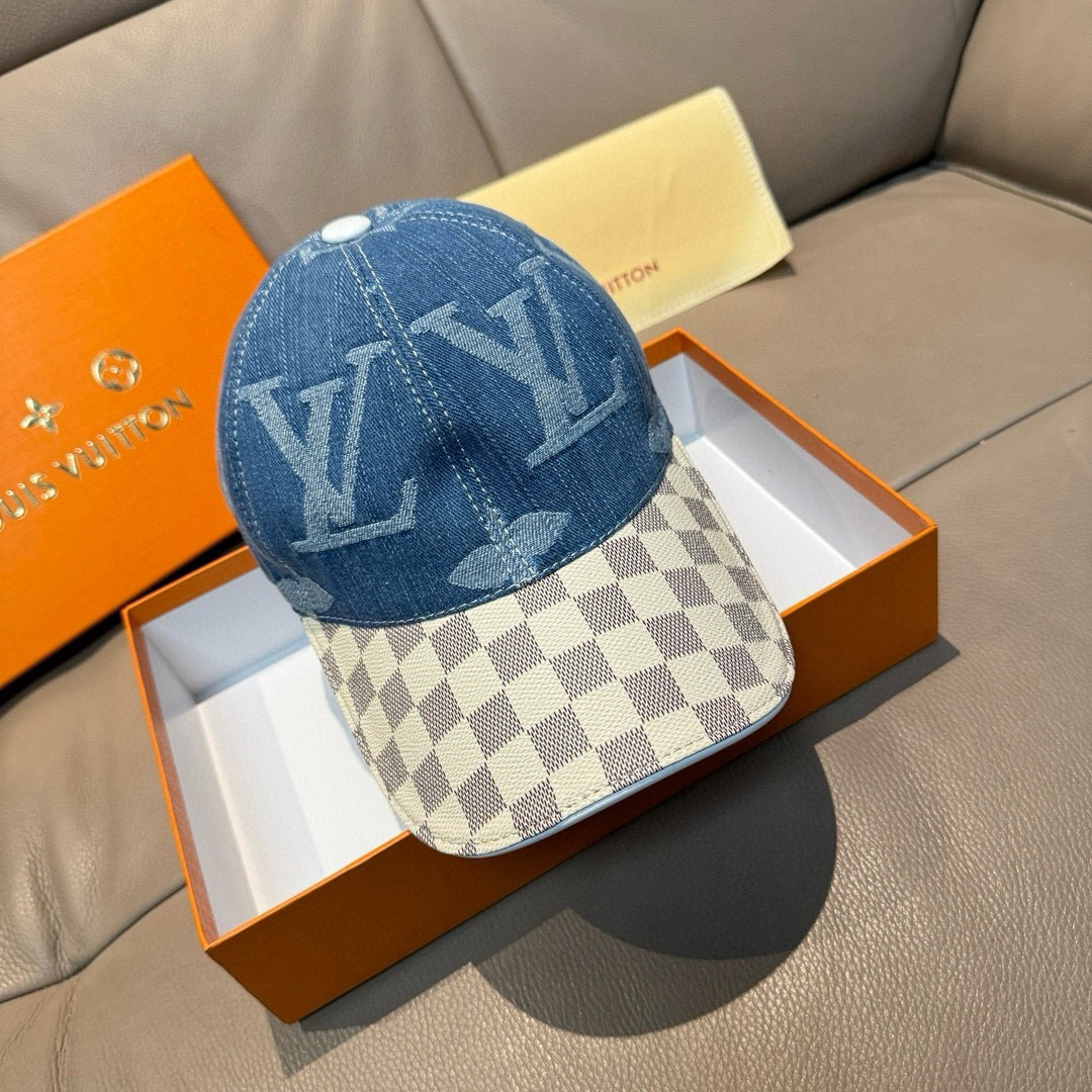 配盒子布袋，LV(路易威登)新款原单棒球帽，大logo提花，1:1开模订制，原版牛仔布料，做工细致完美，