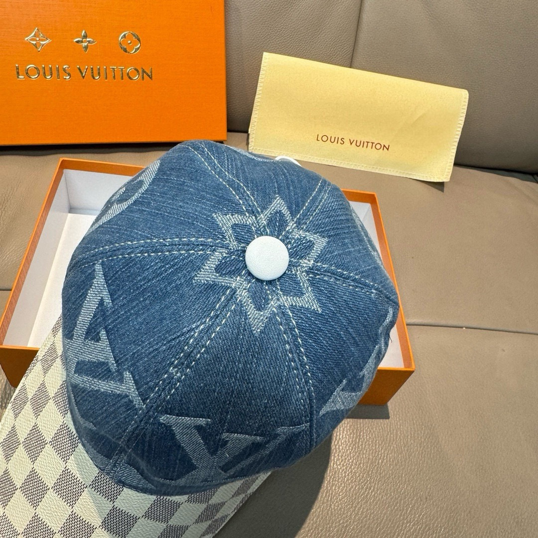 配盒子布袋，LV(路易威登)新款原单棒球帽，大logo提花，1:1开模订制，原版牛仔布料，做工细致完美，