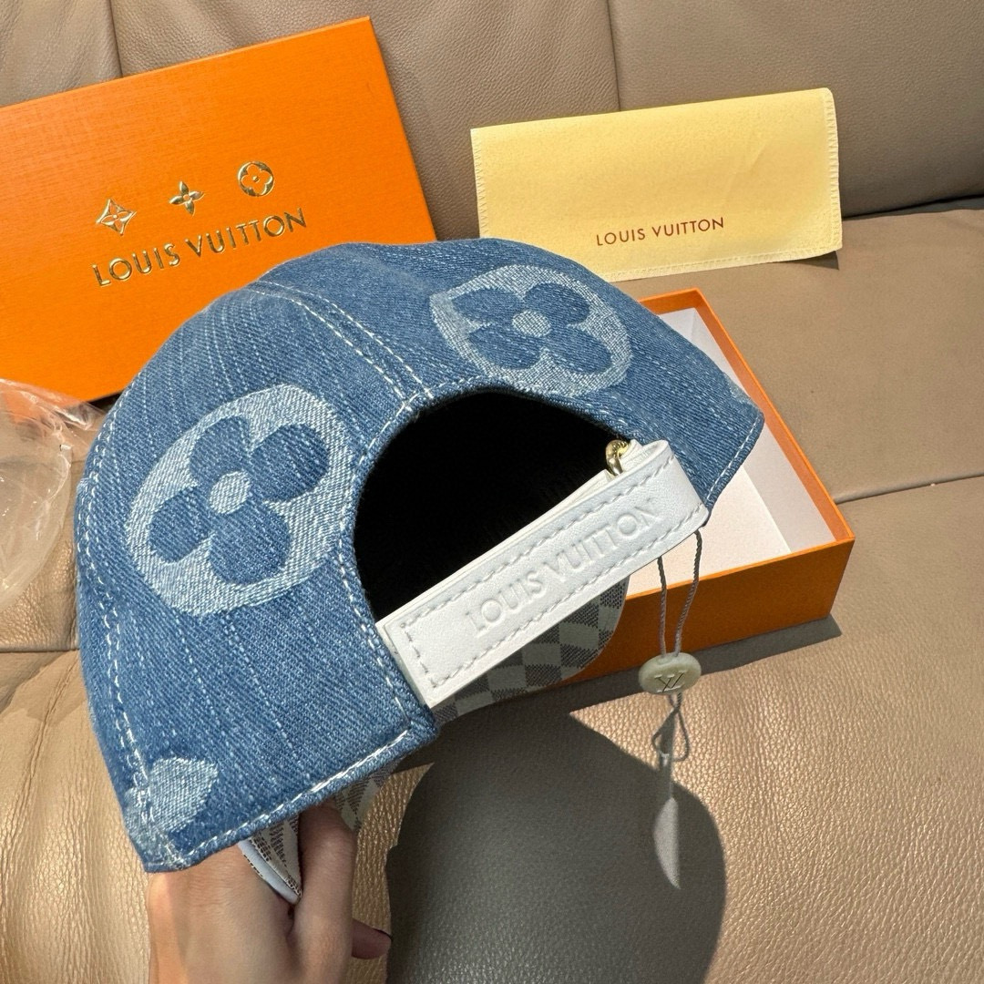 配盒子布袋，LV(路易威登)新款原单棒球帽，大logo提花，1:1开模订制，原版牛仔布料，做工细致完美，
