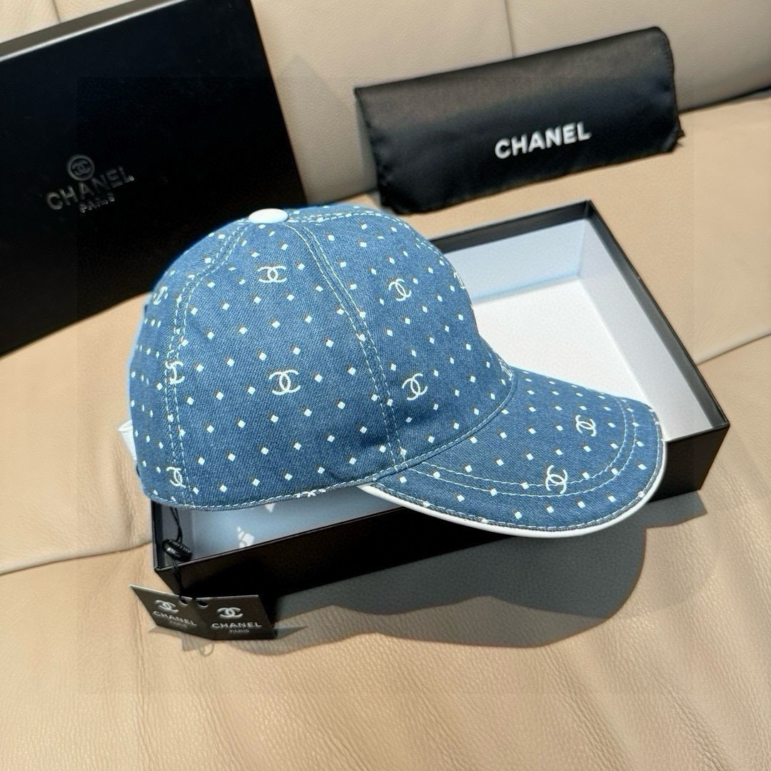 配盒子布袋，Chanel(香奈儿)新款原单棒球帽， 牛仔小双C，专柜1:1开模订制，原版牛仔布料+头层牛
